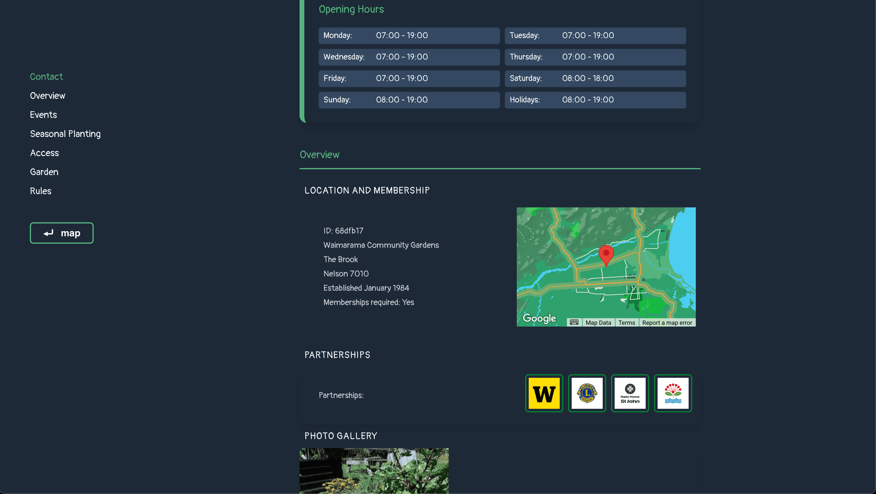 NZ Community Gardens - React.js Tailwind CSS MongoDB Image