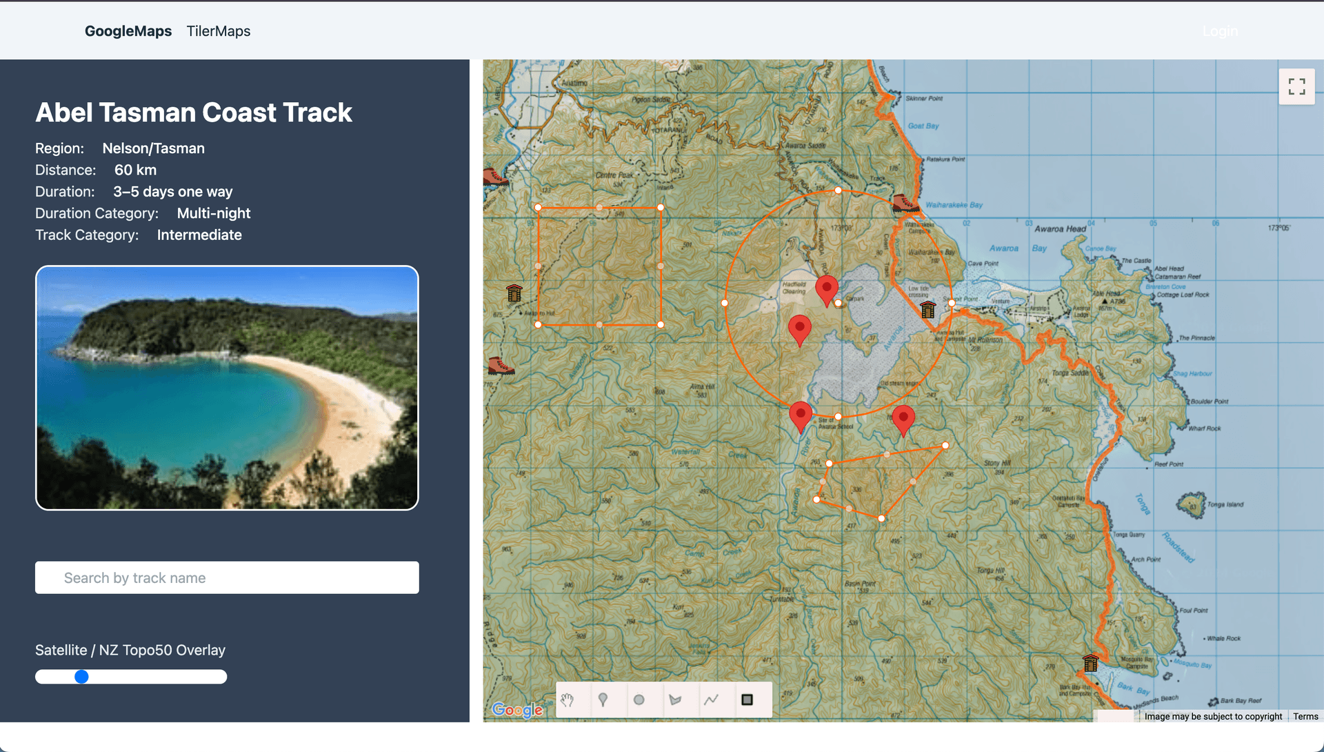 Hiking App with React, PostgreSQL and the Google Maps API Image}