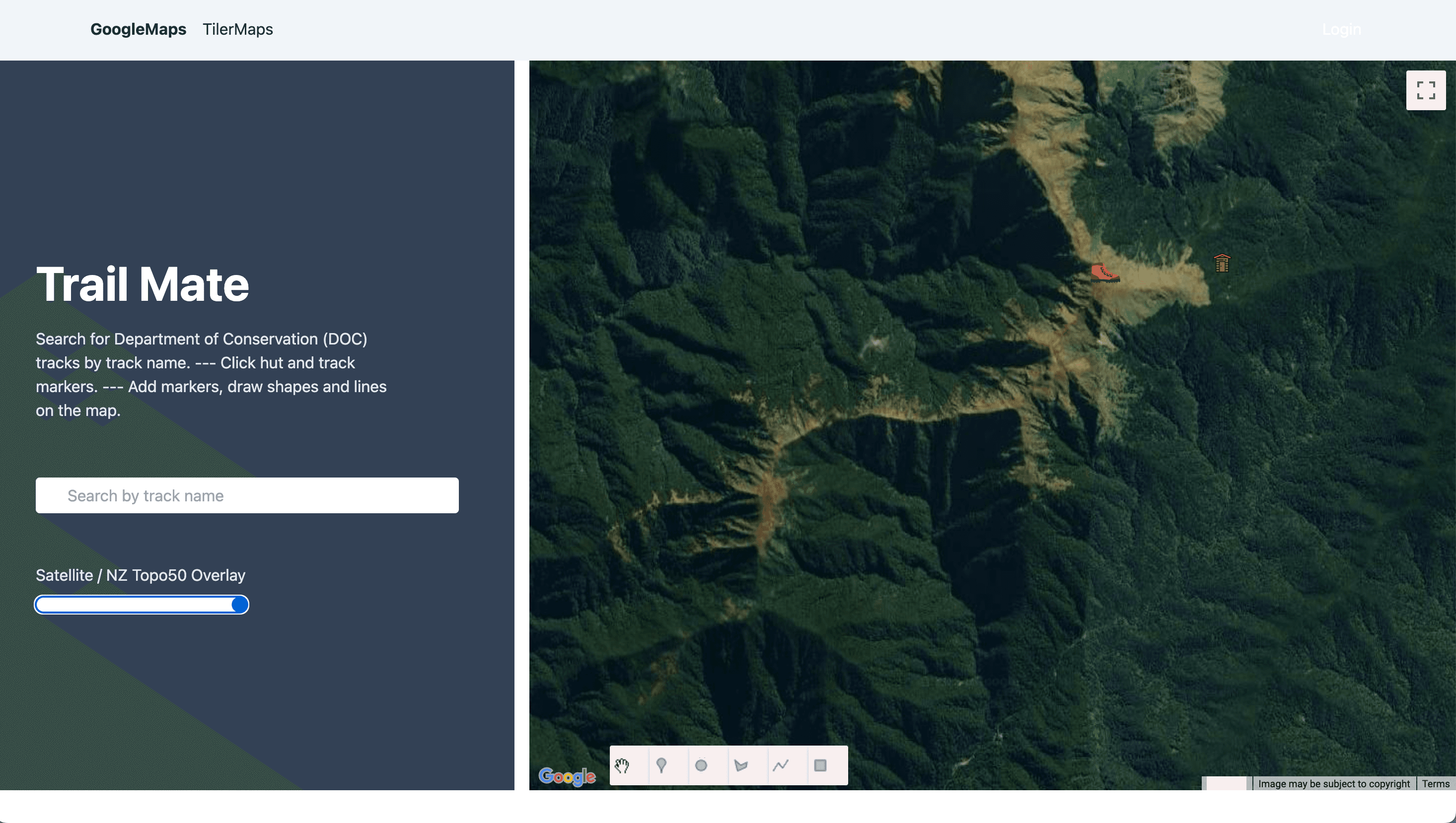 Hiking App with React, PostgreSQL and the Google Maps API Image