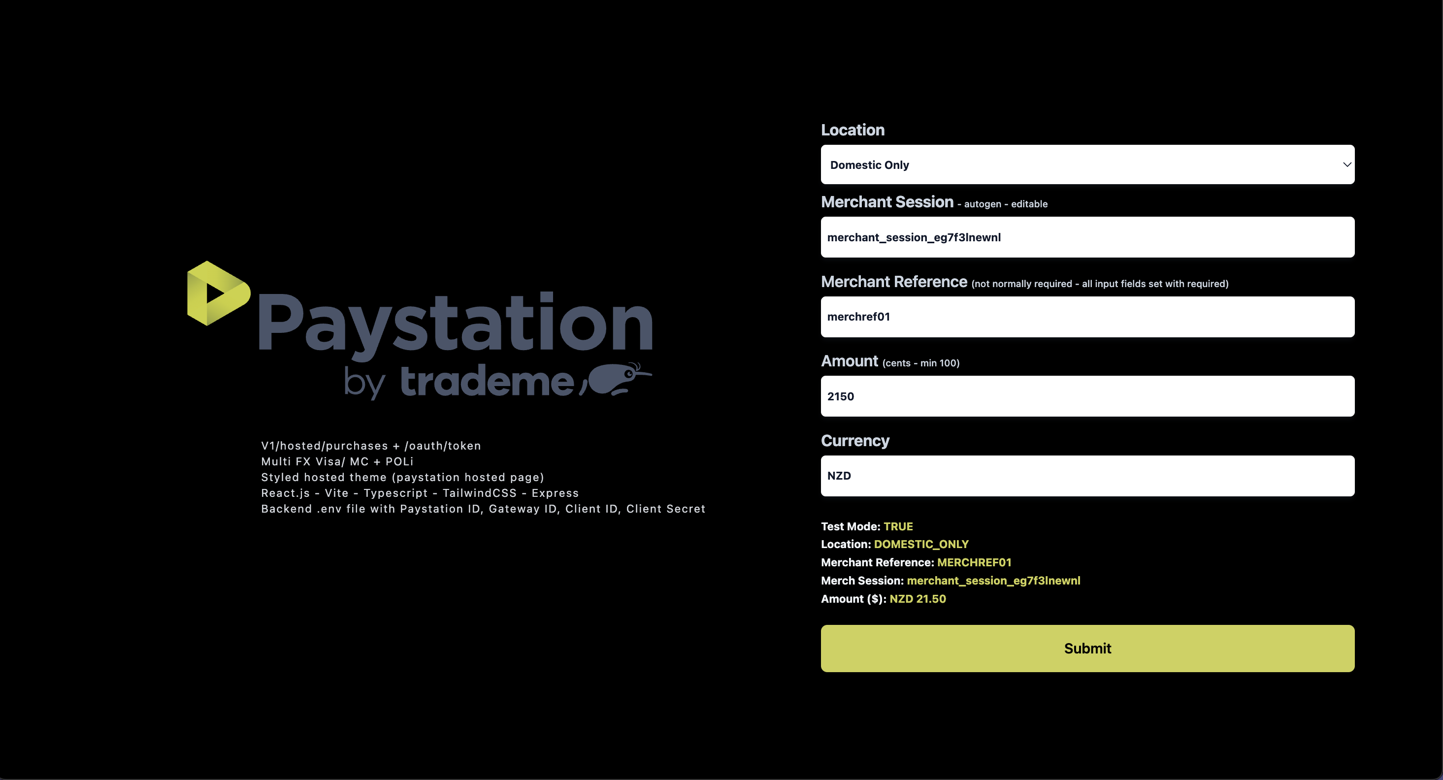 Hosted Payments Form